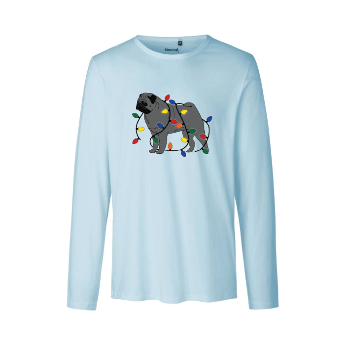 Christmas Lights Pug in Black