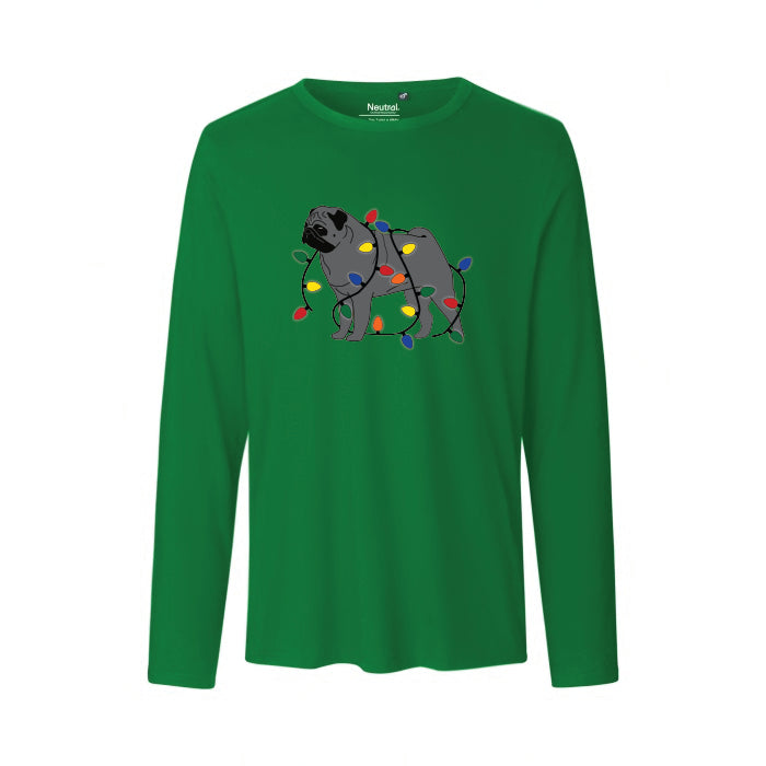 Christmas Lights Pug in Black