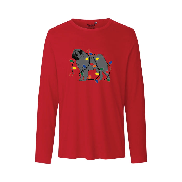 Christmas Lights Pug in Black