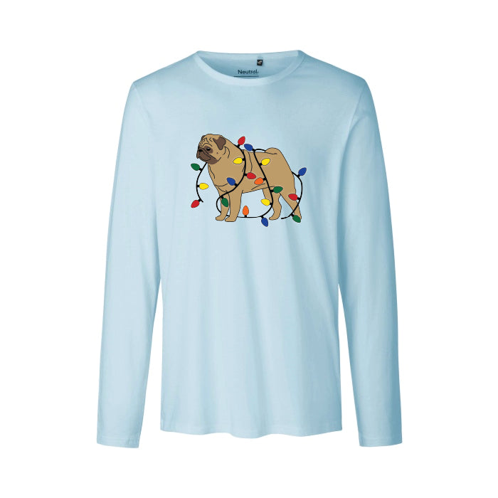 Christmas Lights Pug in Fawn