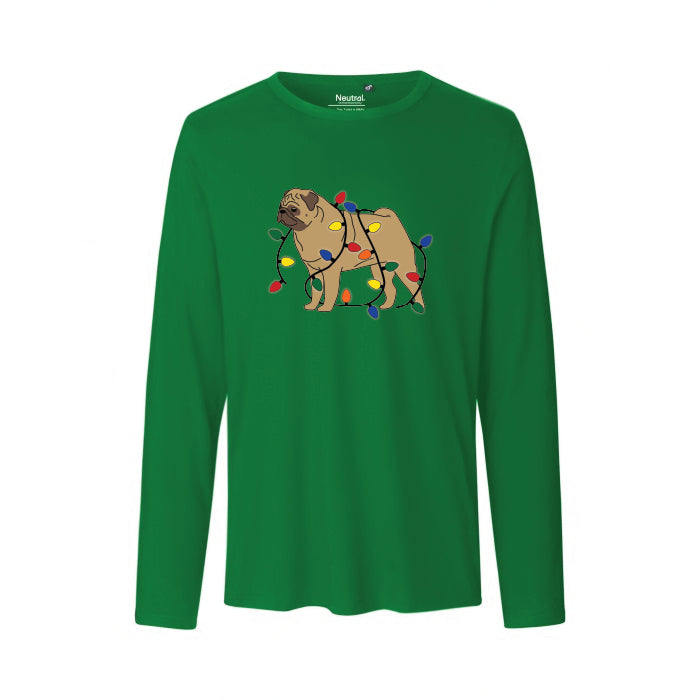 Christmas Lights Pug in Fawn