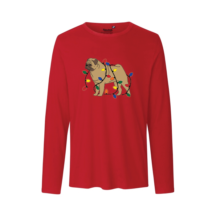 Christmas Lights Pug in Fawn